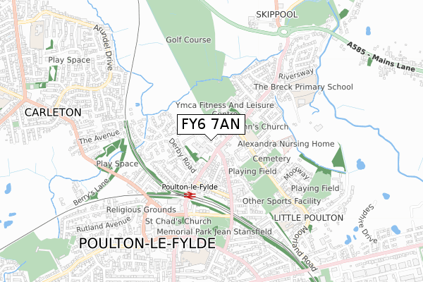 FY6 7AN map - small scale - OS Open Zoomstack (Ordnance Survey)