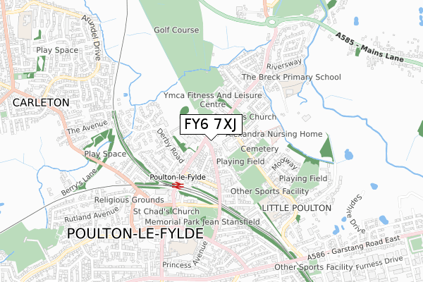 FY6 7XJ map - small scale - OS Open Zoomstack (Ordnance Survey)