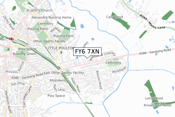 FY6 7XN map - small scale - OS Open Zoomstack (Ordnance Survey) FY6 7XN map - small scale - OS Open Zoomstack (Ordnance Survey)