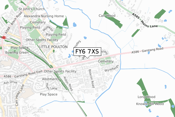 FY6 7XS map - small scale - OS Open Zoomstack (Ordnance Survey) FY6 7XS map - small scale - OS Open Zoomstack (Ordnance Survey)