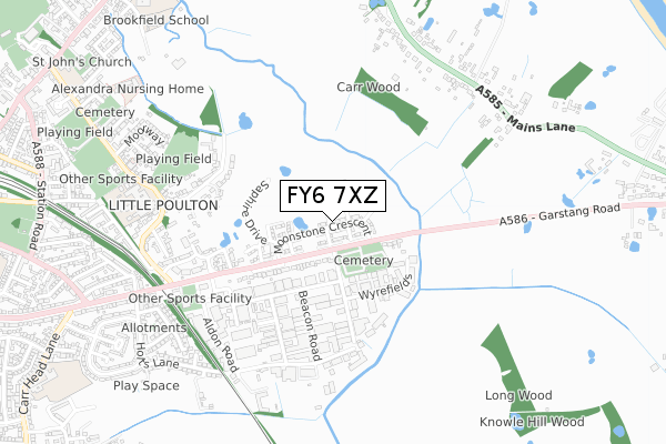 FY6 7XZ map - small scale - OS Open Zoomstack (Ordnance Survey) FY6 7XZ map - small scale - OS Open Zoomstack (Ordnance Survey)