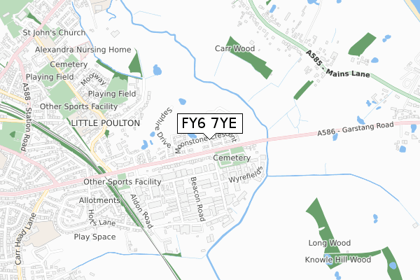 FY6 7YE map - small scale - OS Open Zoomstack (Ordnance Survey) FY6 7YE map - small scale - OS Open Zoomstack (Ordnance Survey)