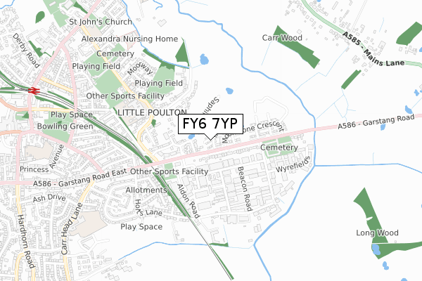 FY6 7YP map - small scale - OS Open Zoomstack (Ordnance Survey)