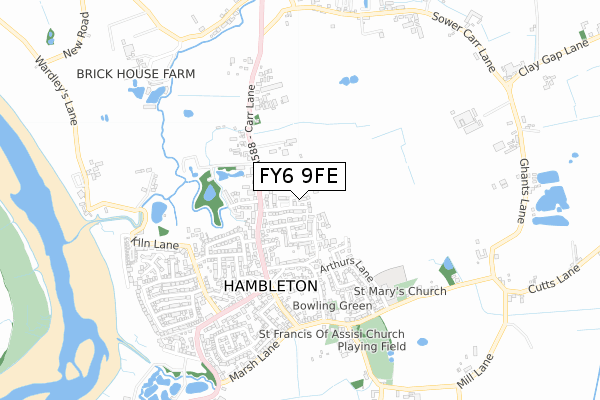 FY6 9FE map - small scale - OS Open Zoomstack (Ordnance Survey)