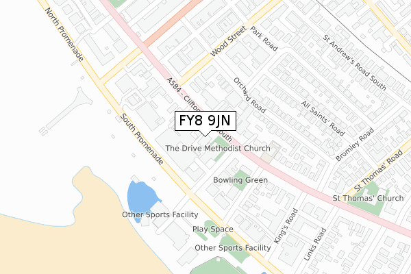 FY8 9JN map - large scale - OS Open Zoomstack (Ordnance Survey) FY8 9JN map - large scale - OS Open Zoomstack (Ordnance Survey)