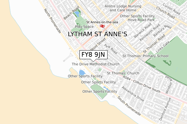 FY8 9JN map - small scale - OS Open Zoomstack (Ordnance Survey) FY8 9JN map - small scale - OS Open Zoomstack (Ordnance Survey)