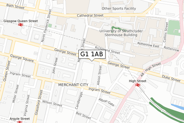 G1 1AB map - large scale - OS Open Zoomstack (Ordnance Survey)