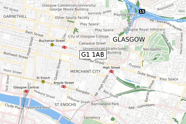 G1 1AB map - small scale - OS Open Zoomstack (Ordnance Survey)
