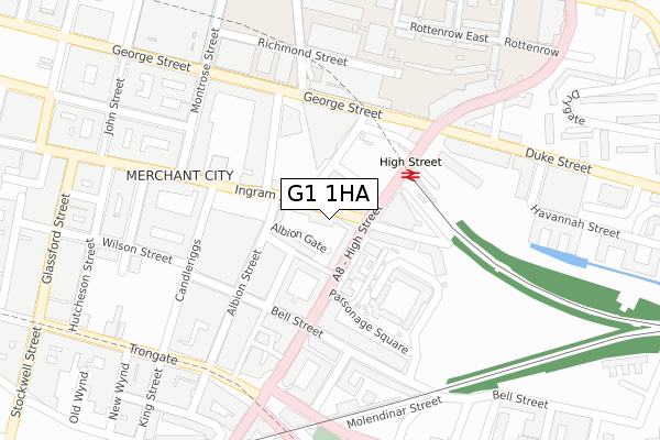 G1 1HA map - large scale - OS Open Zoomstack (Ordnance Survey)