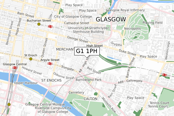 G1 1PH map - small scale - OS Open Zoomstack (Ordnance Survey)