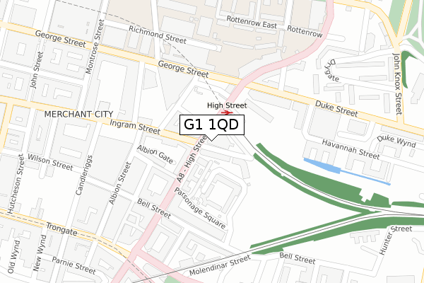 G1 1QD map - large scale - OS Open Zoomstack (Ordnance Survey)