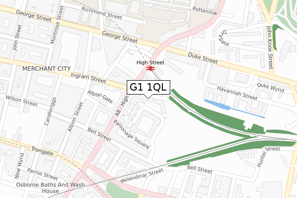 G1 1QL map - large scale - OS Open Zoomstack (Ordnance Survey)