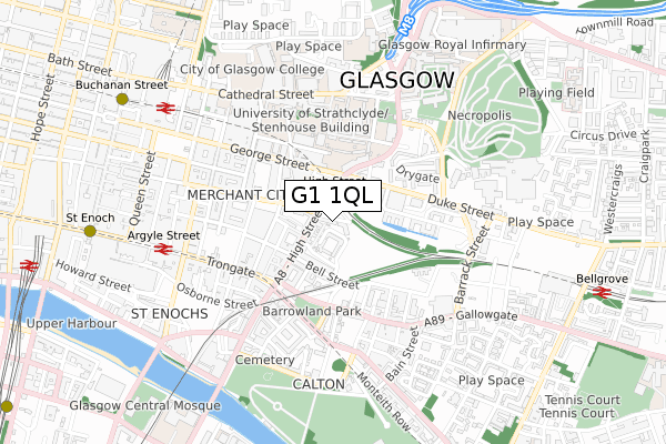 G1 1QL map - small scale - OS Open Zoomstack (Ordnance Survey)
