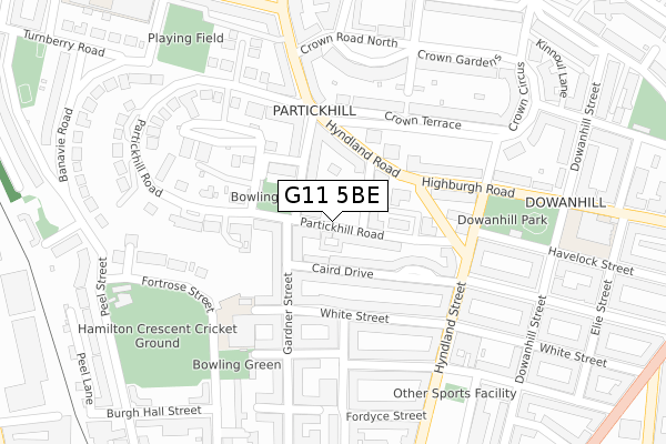 G11 5BE map - large scale - OS Open Zoomstack (Ordnance Survey)
