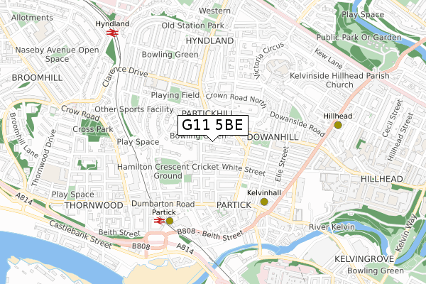 G11 5BE map - small scale - OS Open Zoomstack (Ordnance Survey)
