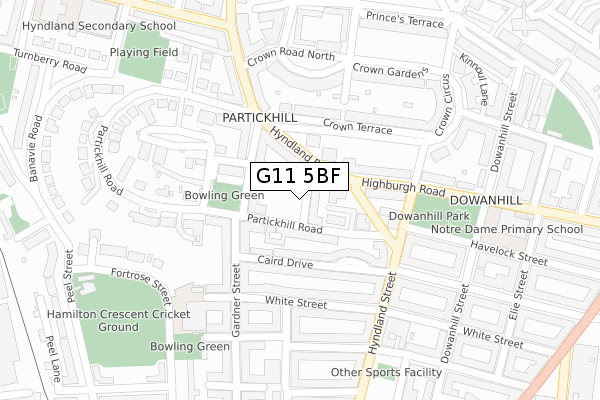 G11 5BF map - large scale - OS Open Zoomstack (Ordnance Survey)