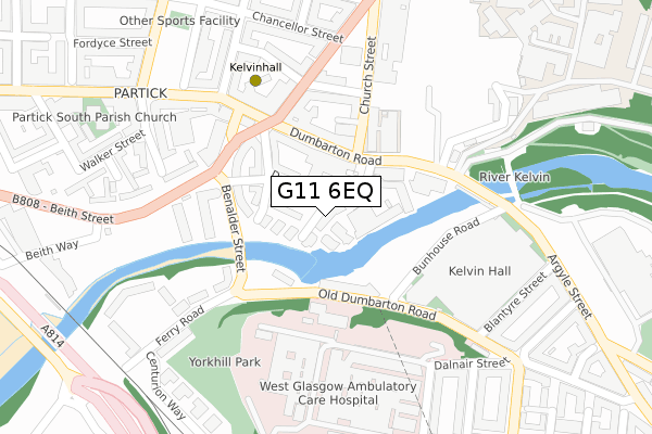 G11 6EQ map - large scale - OS Open Zoomstack (Ordnance Survey)