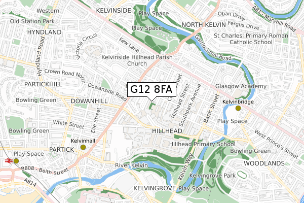 G12 8FA map - small scale - OS Open Zoomstack (Ordnance Survey)