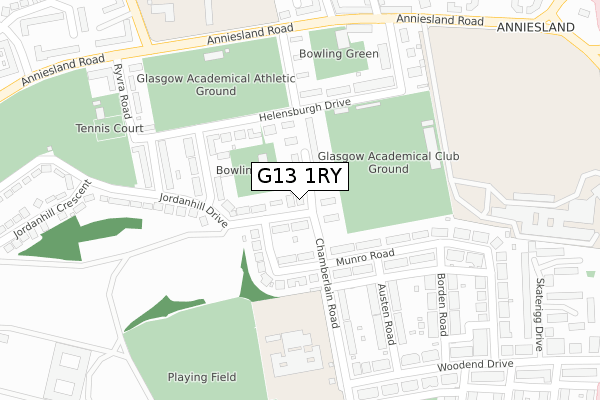 G13 1RY map - large scale - OS Open Zoomstack (Ordnance Survey)