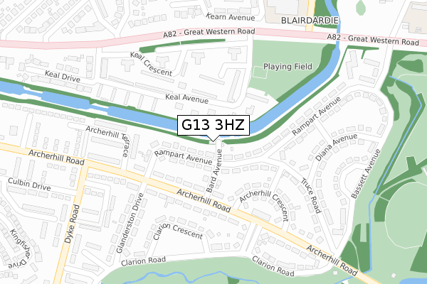 G13 3HZ map - large scale - OS Open Zoomstack (Ordnance Survey)