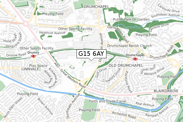 G15 6AY map - small scale - OS Open Zoomstack (Ordnance Survey)