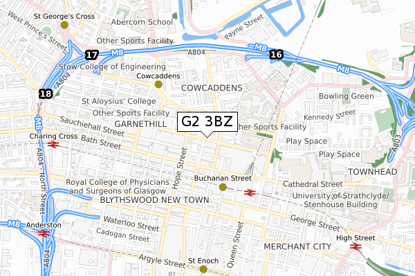 G2 3BZ map - small scale - OS Open Zoomstack (Ordnance Survey)