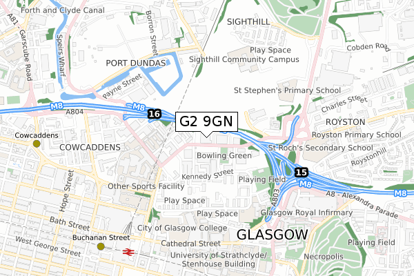 G2 9GN map - small scale - OS Open Zoomstack (Ordnance Survey)