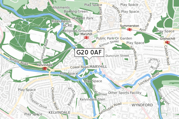 G20 0AF map - small scale - OS Open Zoomstack (Ordnance Survey)