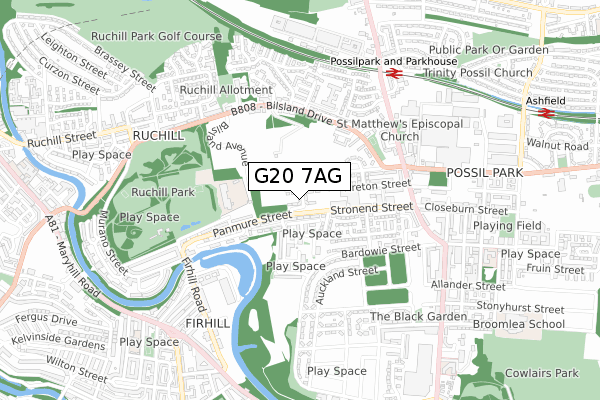 G20 7AG map - small scale - OS Open Zoomstack (Ordnance Survey)