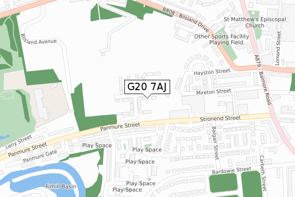 G20 7AJ map - large scale - OS Open Zoomstack (Ordnance Survey)