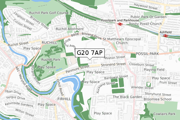 G20 7AP map - small scale - OS Open Zoomstack (Ordnance Survey)