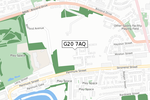 G20 7AQ map - large scale - OS Open Zoomstack (Ordnance Survey)