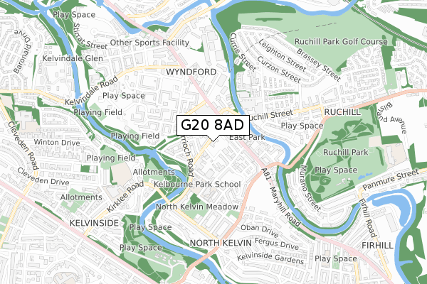 G20 8AD map - small scale - OS Open Zoomstack (Ordnance Survey)