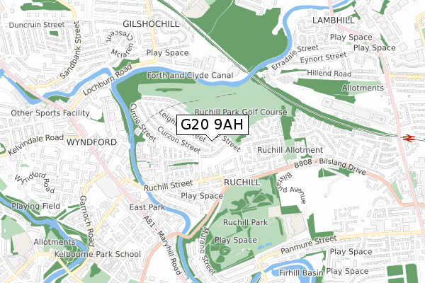G20 9AH map - small scale - OS Open Zoomstack (Ordnance Survey)