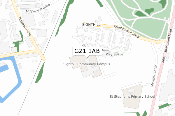 G21 1AB map - large scale - OS Open Zoomstack (Ordnance Survey)