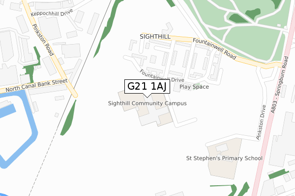 G21 1AJ map - large scale - OS Open Zoomstack (Ordnance Survey)