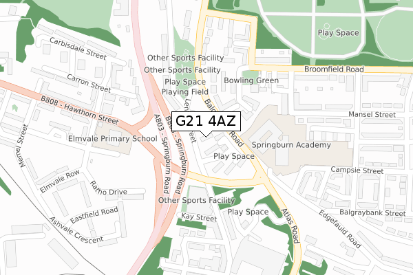 G21 4AZ map - large scale - OS Open Zoomstack (Ordnance Survey)