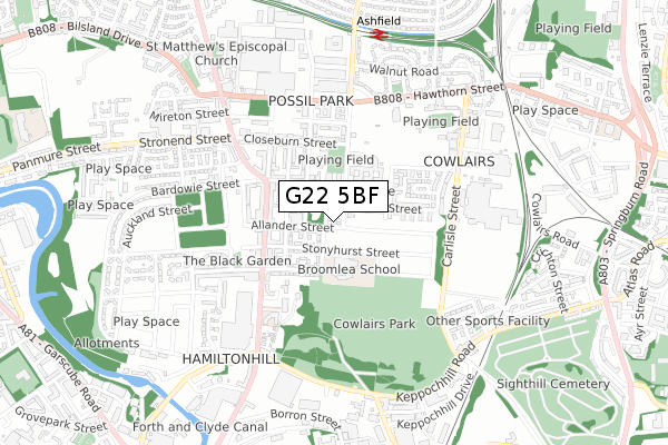 G22 5BF map - small scale - OS Open Zoomstack (Ordnance Survey) G22 5BF map - small scale - OS Open Zoomstack (Ordnance Survey)