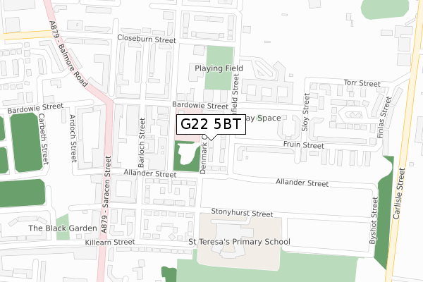 G22 5BT map - large scale - OS Open Zoomstack (Ordnance Survey)