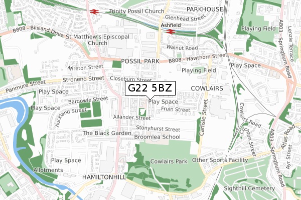 G22 5BZ map - small scale - OS Open Zoomstack (Ordnance Survey) G22 5BZ map - small scale - OS Open Zoomstack (Ordnance Survey)