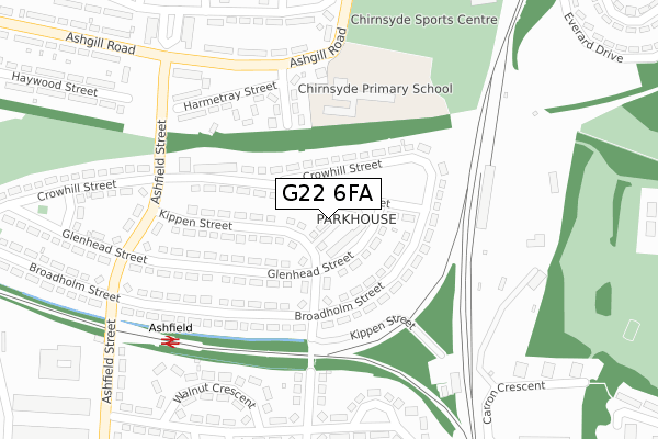 G22 6FA map - large scale - OS Open Zoomstack (Ordnance Survey)