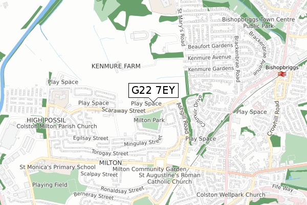 G22 7EY map - small scale - OS Open Zoomstack (Ordnance Survey)
