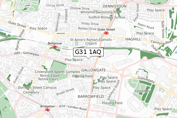 G31 1AQ map - small scale - OS Open Zoomstack (Ordnance Survey) G31 1AQ map - small scale - OS Open Zoomstack (Ordnance Survey)