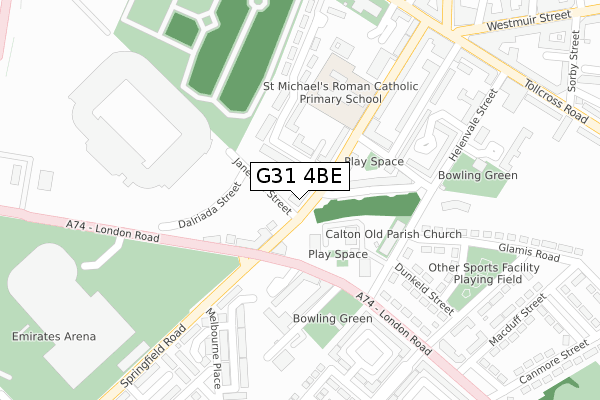 G31 4BE map - large scale - OS Open Zoomstack (Ordnance Survey)