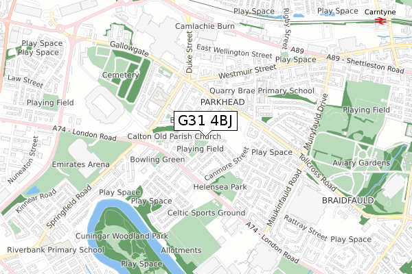G31 4BJ map - small scale - OS Open Zoomstack (Ordnance Survey)