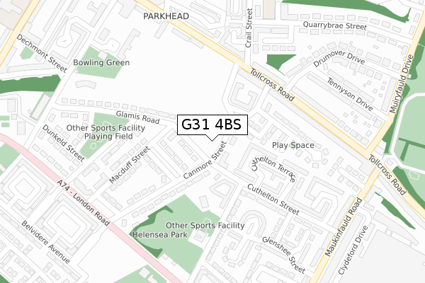 G31 4BS map - large scale - OS Open Zoomstack (Ordnance Survey)