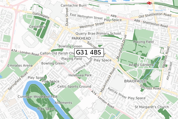 G31 4BS map - small scale - OS Open Zoomstack (Ordnance Survey)