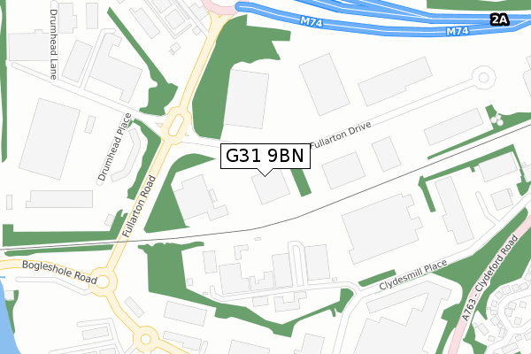 G31 9BN map - large scale - OS Open Zoomstack (Ordnance Survey)