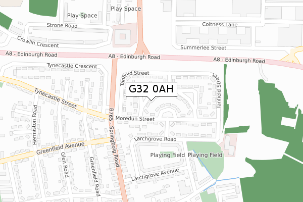 G32 0AH map - large scale - OS Open Zoomstack (Ordnance Survey)