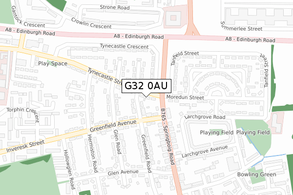 G32 0AU map - large scale - OS Open Zoomstack (Ordnance Survey)